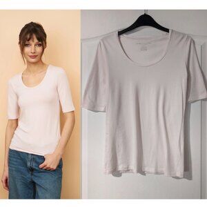 NEW! Majestic Filatures | Silk Touch Elbow Sleeve Scoop Neck T-Shirt In Pink